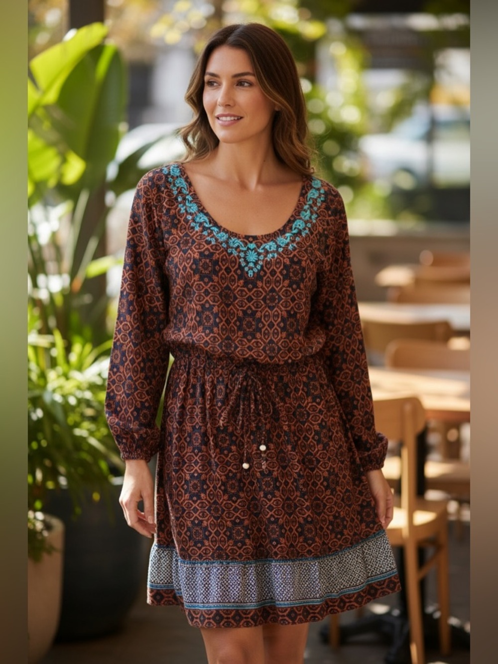 Sz L Boho Chic Dress